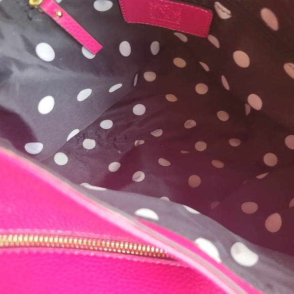 Anne Klein Vintage Hot Pink Pebbled Hand/ Shoulder Hobo Tote 13 1/2" wide - Picture 6 of 11